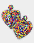 Seed Bead Heart Earrings