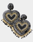 Beaded Heart Dangle Earrings