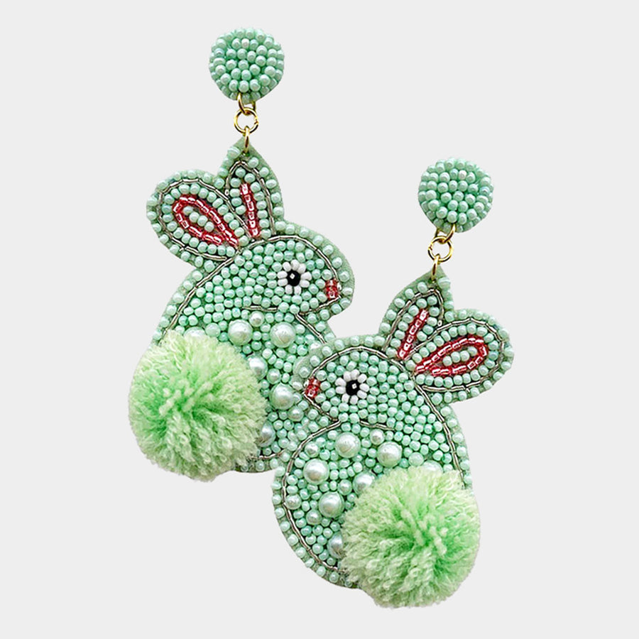 Sequin Beaded Baby Easter Bunny Earrings