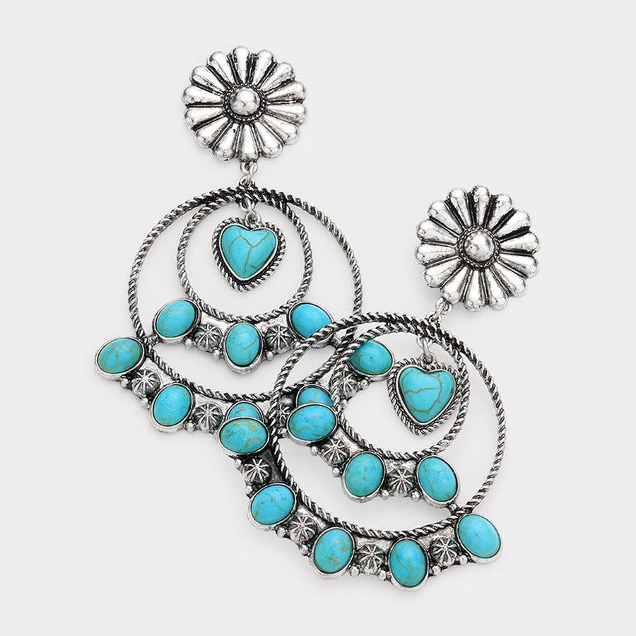 Heart Turquoise Dangle Earrings