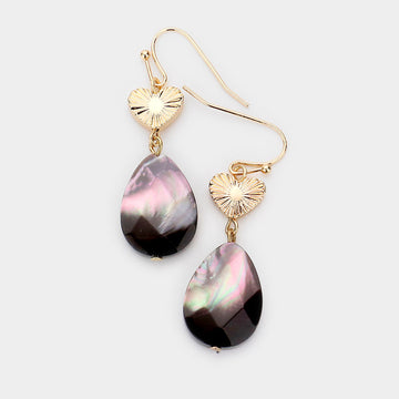 Abalone Dangle Earrings with Gold Accents