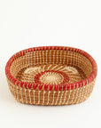 Pine needles & Raffia Basket Red