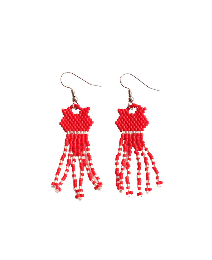 Beaded Red Dress Earrings