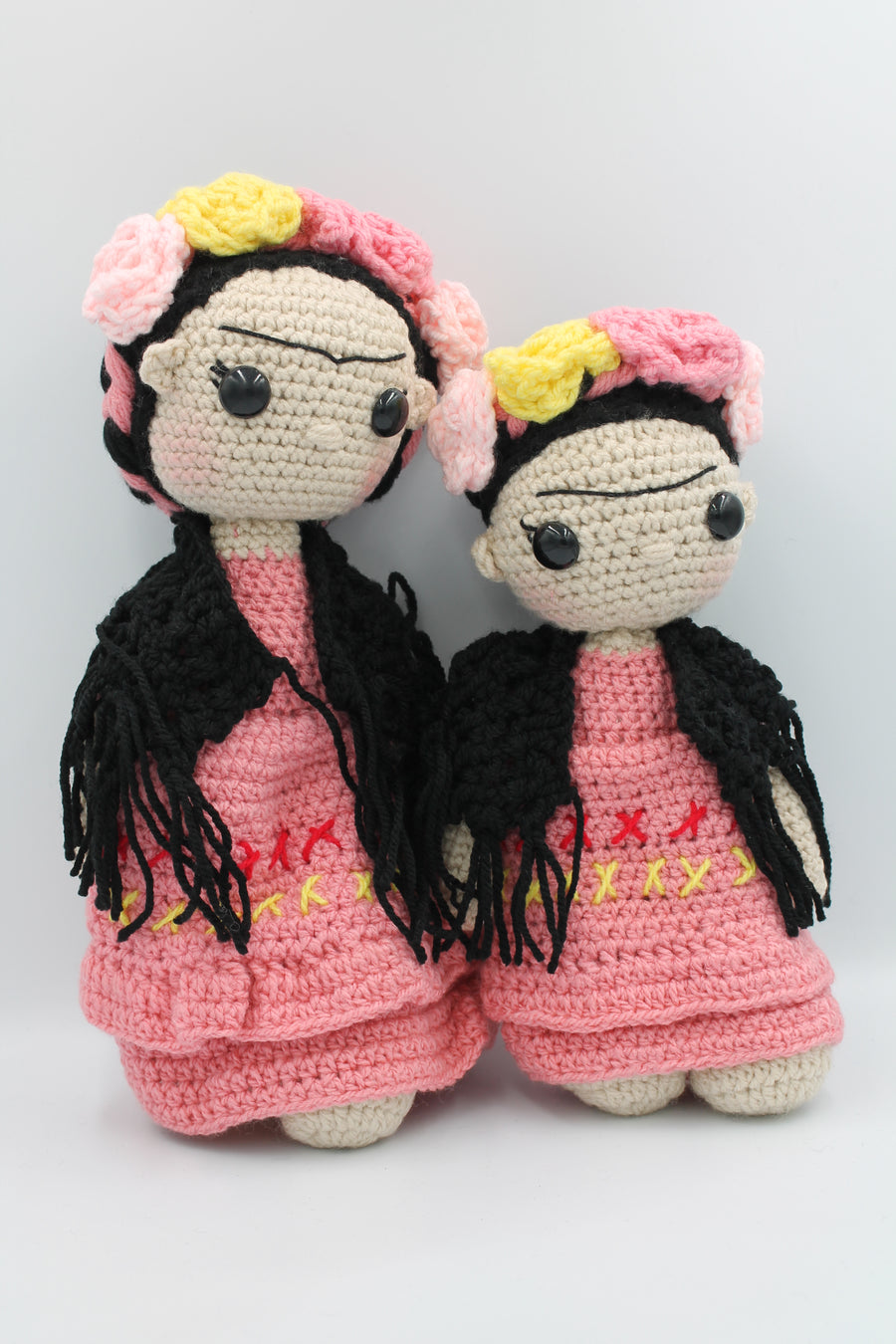 Crochet Frida Khalo Doll - Pink Dress