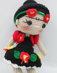 Frida Kahlo's Crochet Doll - Red Flowers