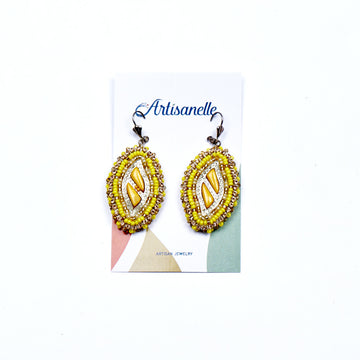 Yellow Beadwork Earrings