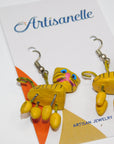 Wooden Hand Painted Cat Earrings