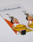 Wooden Hand Painted Mexican Skirt Doll Earrings