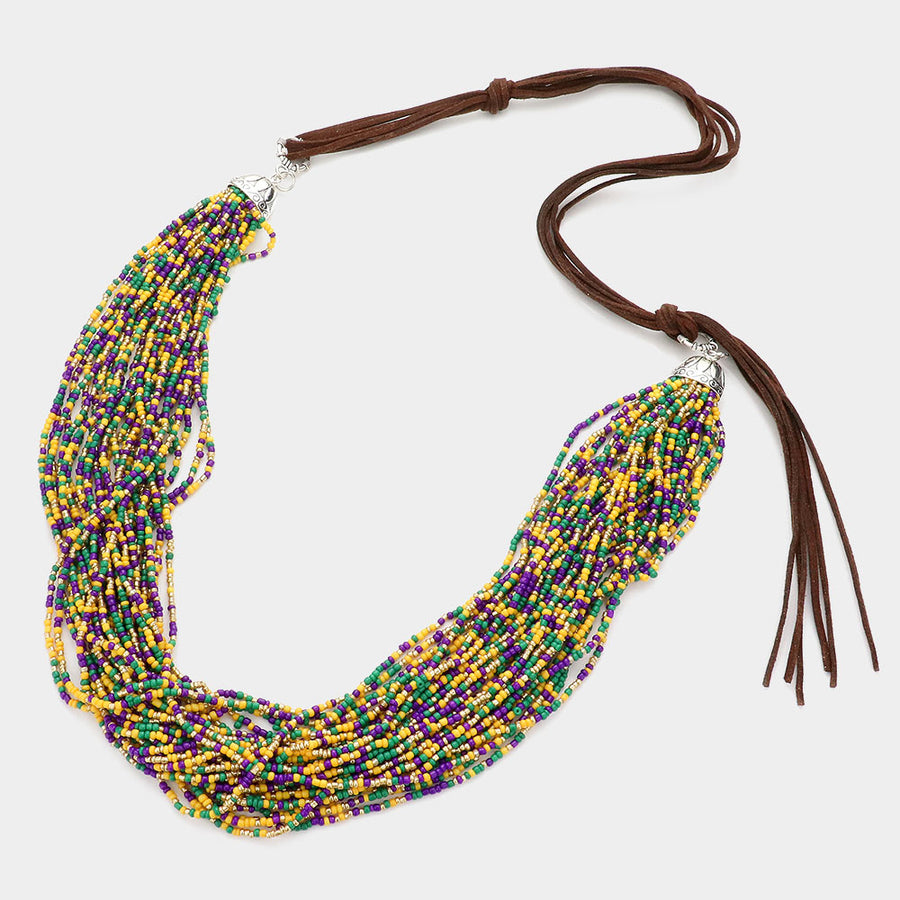 Multi Layered Seed Beaded Long Necklace