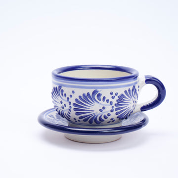 Talavera Tea Cup  - White & Blue