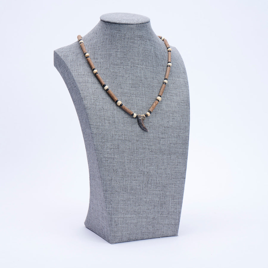 Natural Wood and Bone Necklace - Short Claw