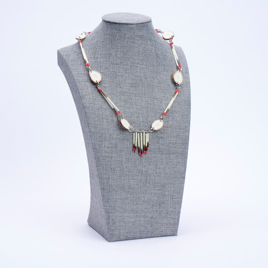 Natural Wood and Bone Necklace