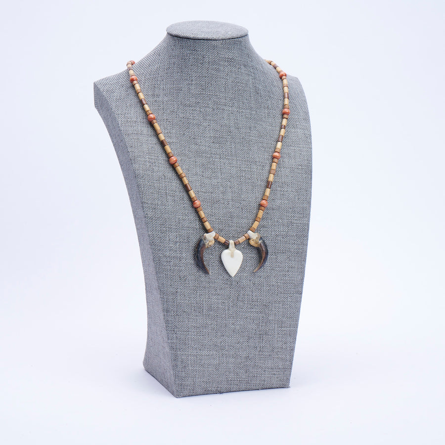 Natural Wood and Bone Necklace