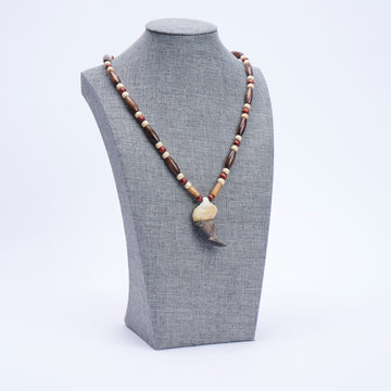 Natural Wood and Bone Necklace - Large Claw