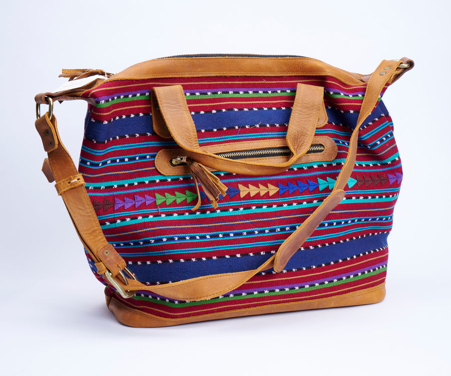 Embroidered Leather Travel Bag
