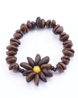 Mexican Coffee Bean Bracelet with Flower