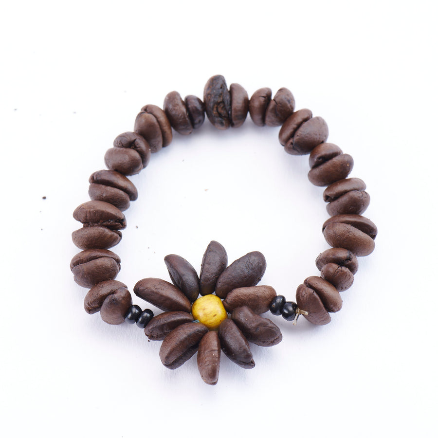 Mexican Coffee Bean Bracelet with Flower