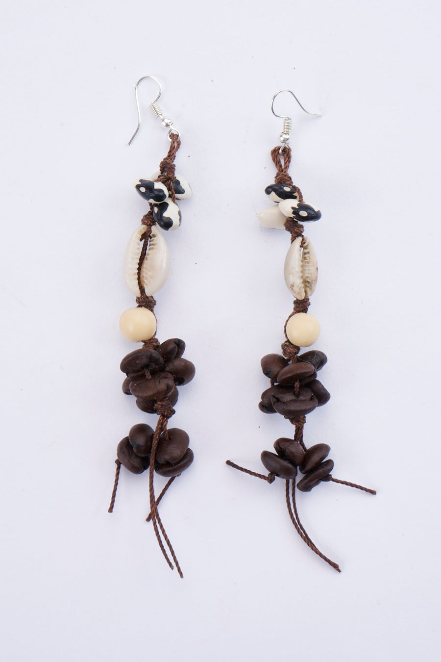 Mexican Coffee Bean Earrings with Shells