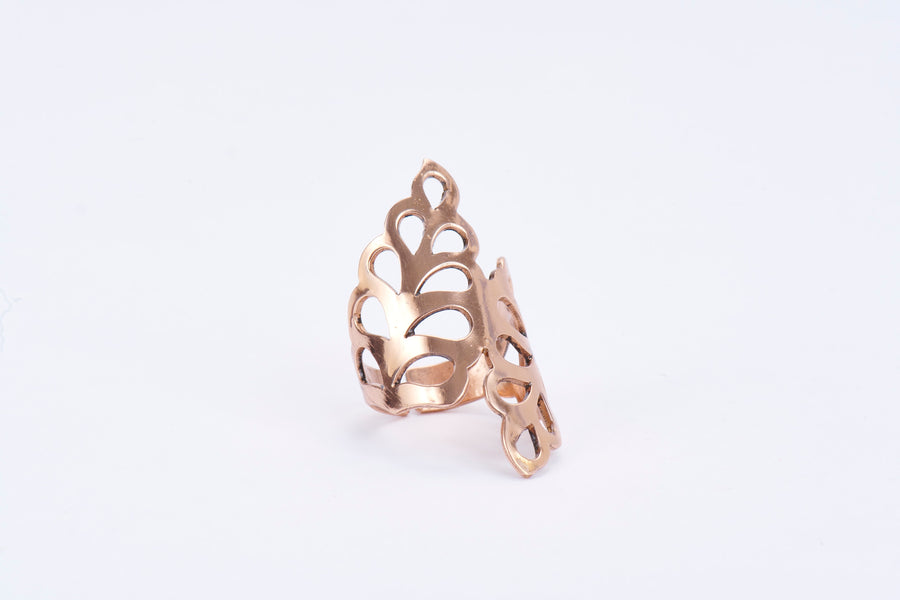 Copper Ring with Leaves