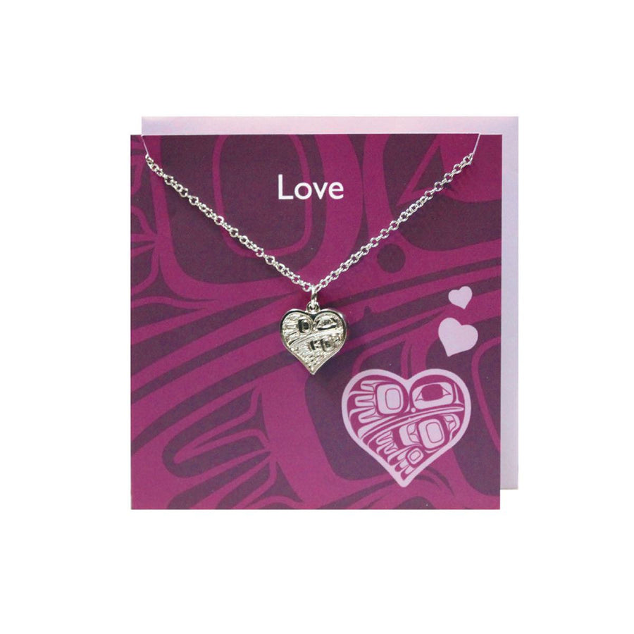 "Love" Charm Necklace Greeting Card - Hummingbird Heart by Gordon White