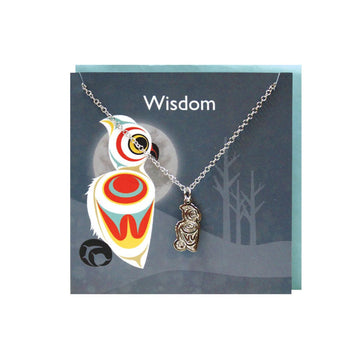 "Wisdom" Charm Necklace Greeting Card - Spirit Owl by Maynard Johnny Jr.