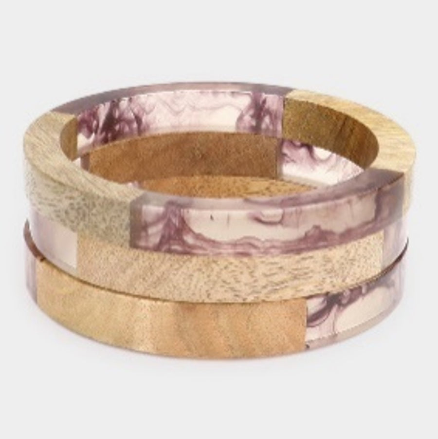 Wood and Resin Bangle Bracelets