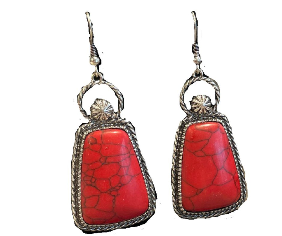 Red Turquoise Dangle Earrings