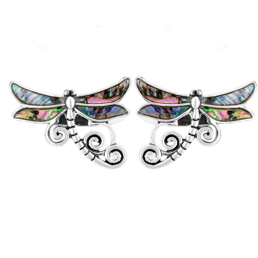 Dragonfly Abalone Dangle Earrings