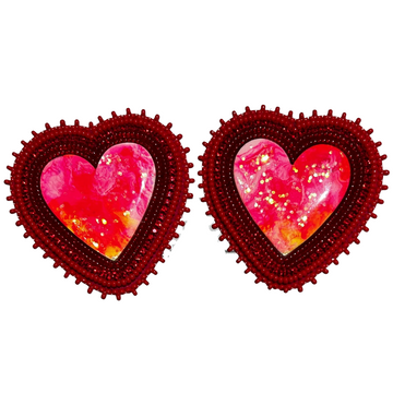 Red Heart Hand-Made earrings.