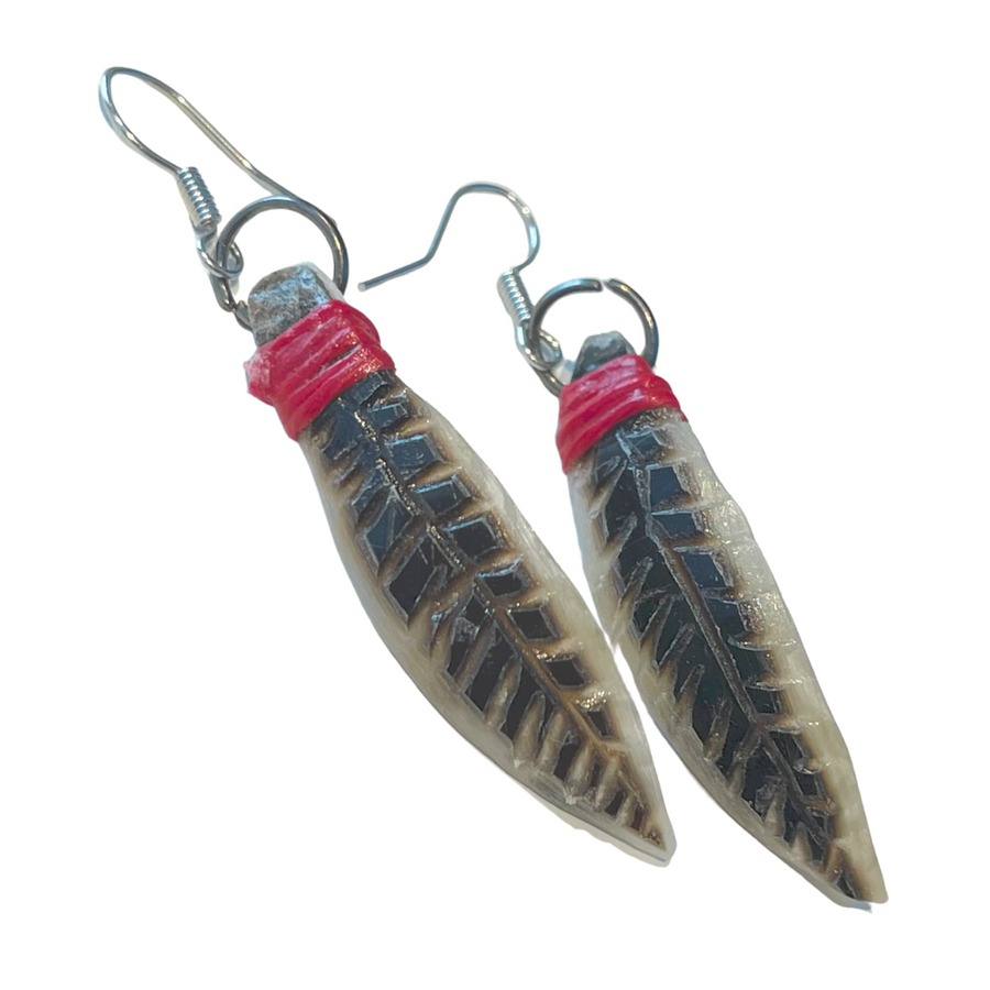 Carved Feather Bone Earrings