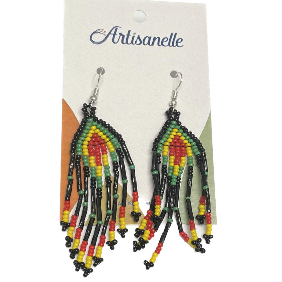 Multicolor Fringe Beaded Earrings