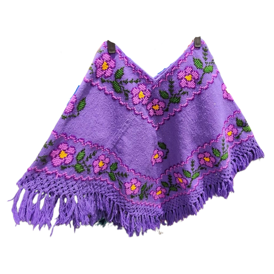 Purple Embroidered Poncho